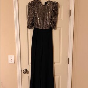 Black and Gold Sequin Jumpsuit